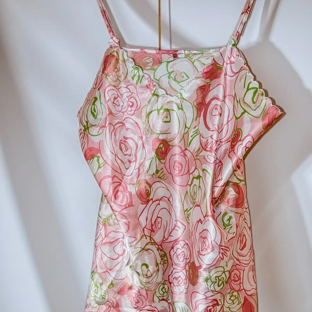 Pink Rose Satin Cami & Shorts Set - Picture 2 of 12